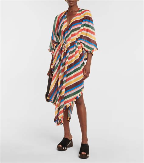 Striped Chiffon Maxi Dress In Multicoloured Ganni Mytheresa