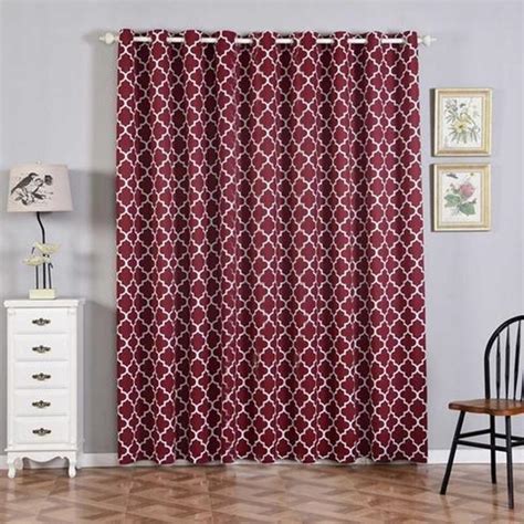 Lattice Pattern Curtain Panels 2 Packs Burgundy And White Trellis