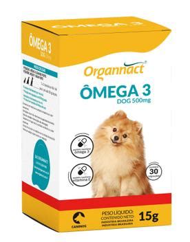 Suplemento Vitamínico Omega 3 Dog 500mg 15g para Cães Organnact