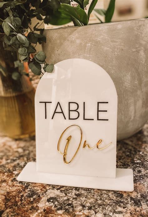 Arched Acrylic Table Numbers For Wedding Seating Number Signs Etsy