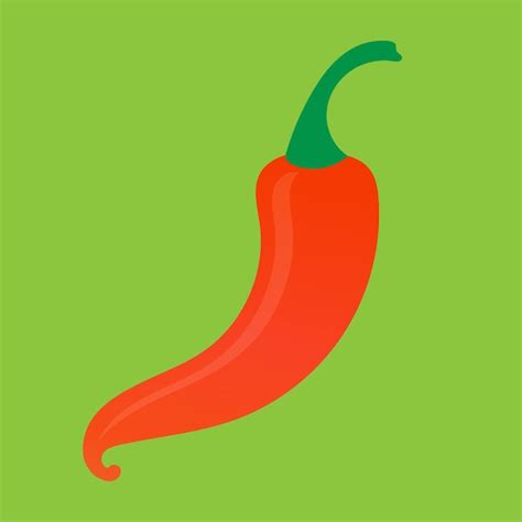 Premium Vector Hot Red Pepper On A Green Backgroudn Chili Papper Illustration