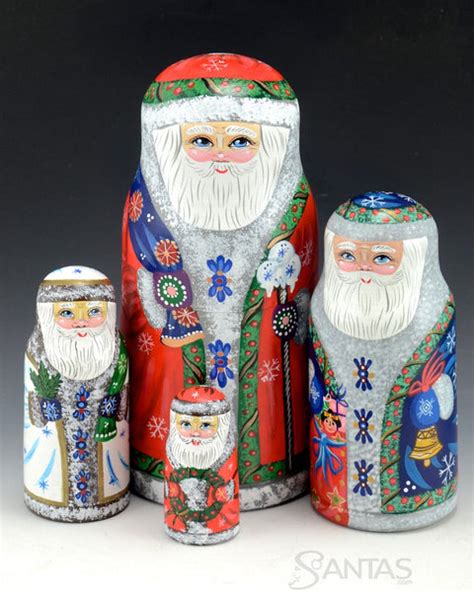 Russian Nesting Santas And Matryoshka