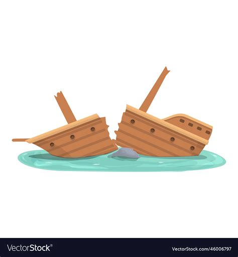 Sea Shipwreck Icon Cartoon Old Ship Royalty Free Vector