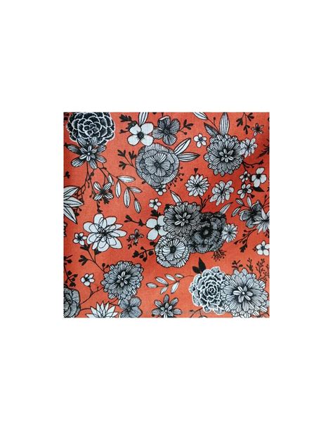 Tissu Coton Cretonne Florale Motifs Floraux Fleurs Fond Rouille