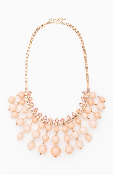 Beaded Fringe Necklace In Peach Dailylook