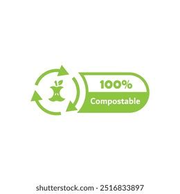 Biodegradable Compostable Product Icon Compostable Label Stock Vector