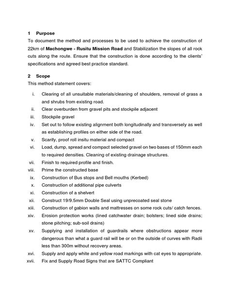 Method Statement Road Construction Pdf Road Concrete