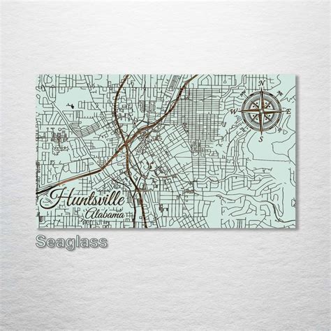 Huntsville, Alabama Street Map - Medium (18.75” x 31.5”) / Woodland Sage | Street map ...