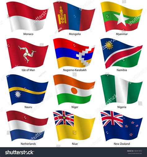 Set Flags World Sovereign States Vector Stock Vector (Royalty Free) 186951872 | Shutterstock