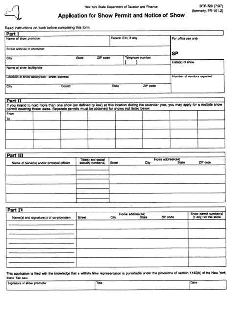 Form Dtf 723 Application For Show Permit And Notice Of Show Printable