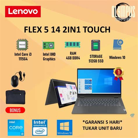 Jual Laptop Lenovo Flex 5 14 2in1 Touch I3 1115g4 4gb 256ssd W10 14fhd