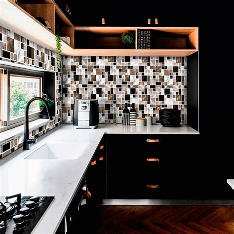 Pastilhas De Parede Cozinha - Saldão - Papel de Parede Pastilha Lavável para Cozinha Metálica Mosaico ...