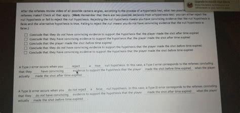 Solved A Sports Analogy For Hypothesis Tests In Recent Chegg