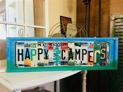 Happy Campers Happy Camper Decor License Plate Sign Rv Camping T