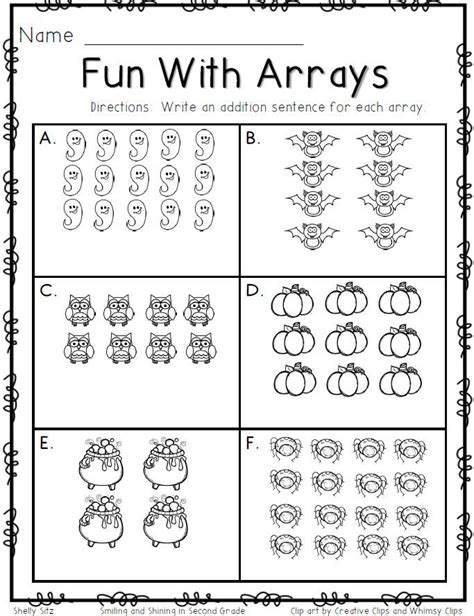 Grade 2 Party Arrays Worksheet