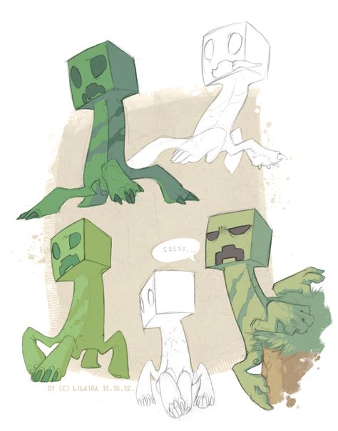 Creepers~ By Lilaira On Deviantart Minecraft Drawings Minecraft Art Minecraft Anime