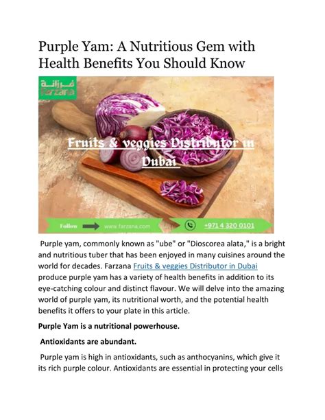 PPT Purple Yam A Nutritious Gem With Health Benefits You Should Know