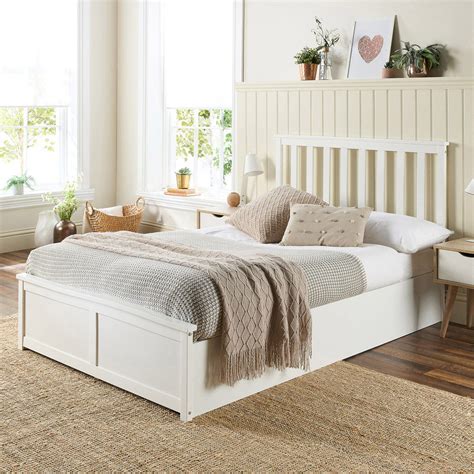 Aspire Furniture Double White Wooden Ottoman Bed Wilko