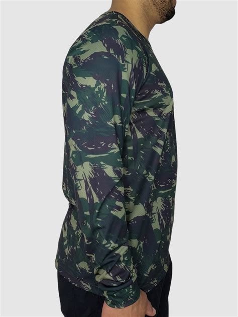 Camiseta Camuflada Ex Rcito Brasileiro Masculina Manga Longa