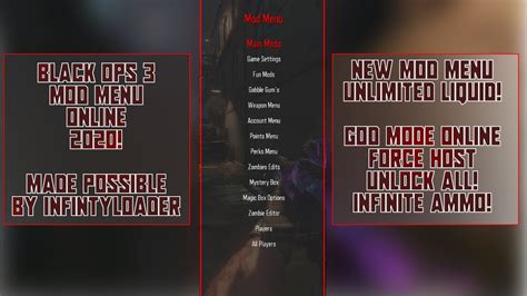 Black Ops 3 Mod Menu Online 2020 Youtube