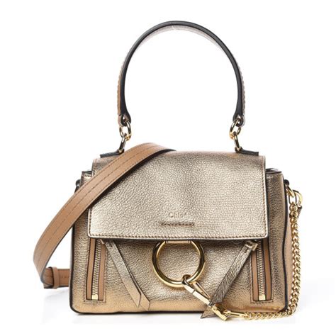 Chloe Metallic Calfskin Mini Faye Day Shoulder Bag Gold