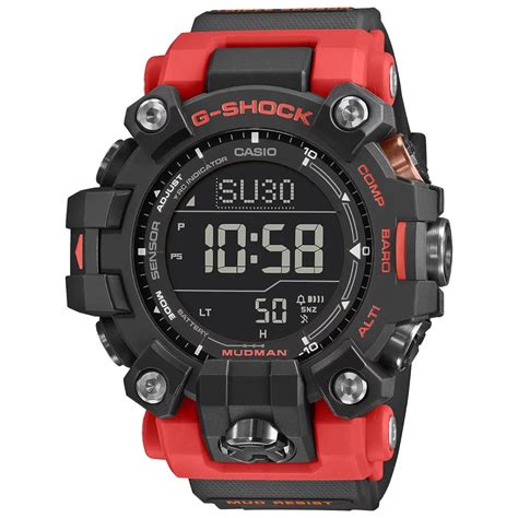 Czarno Czerwony Zegarek Casio G Shock Master Of G Mudman Gw A Er