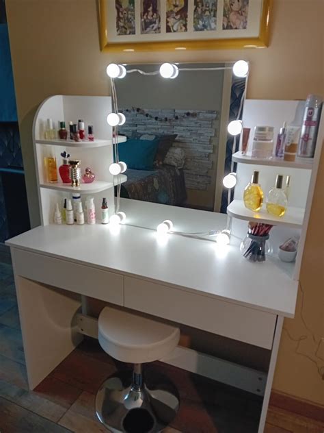 Woltu Coiffeuse Avec Miroir Led Coiffeuse Avec Tabouret R Glable En