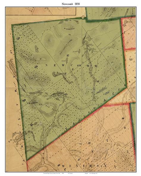 Newcomb New York 1858 Map Homeowners Names Essex Co Genealogy Reprint Ny Tm Etsy