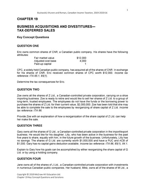 Key Concept Questions And Solutions Ch Buckwold Kitunen And Roman