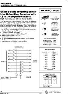 MC74HCT240AN Datasheet Octal 3 State Inverting Buffer Line Driver