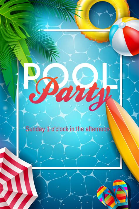 Pool Party Invitation Free Template - Image to u