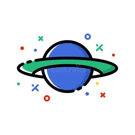 Saturn Planet Colourful Vector Illustration Space Exploration Icon