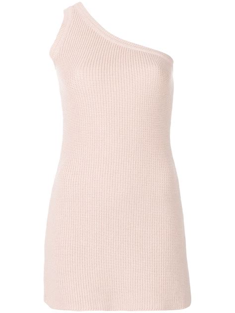 Ben Taverniti Unravel Project Unravel Waffle Knit One Shoulder Dress In