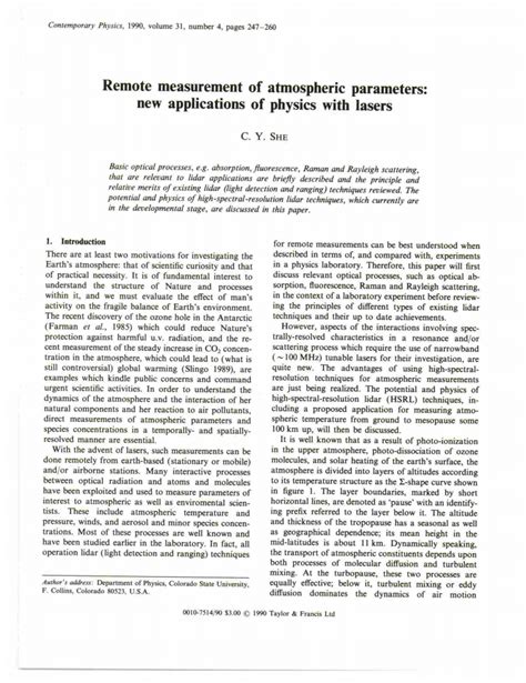 Pdf Remote Measurement Of Atmospheric Parameters New Applications Of