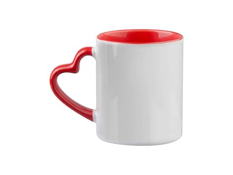 Tazas Sublimacion Blanco Oreja En Forma De Corazon Rojo Interno Oz