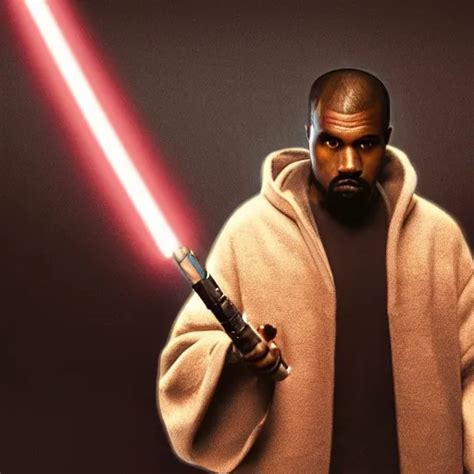 Portrait Of Kanye West As A Jedi In Star Wars Holding Stable