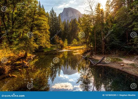 Sunrise on Half Dome and the Merced River, Yosemite National Park ...