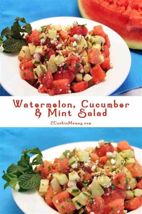 Watermelon Cucumber Mint Salad - 2 Cookin' Mamas