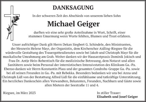 Traueranzeigen Von Michael Geiger Trauer Merkur De