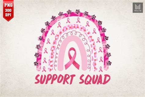 Support Squad Breast Cancer Pink Rainbow Graphic By Mulew · Creative