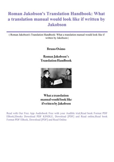 B O O K Roman Jakobson S Translation Handbook What A Translation