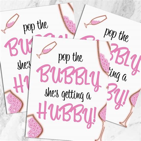 Pop The Bubbly She S Getting A Hubby Printable Bridal Shower Decoration All Ts Considered