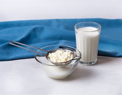 Premium Photo | Kefir fermented milk drink with kefir grains.