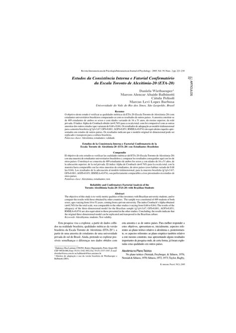 PDF Estudos da Consistência Interna e Fatorial Confirmatórioda Escala