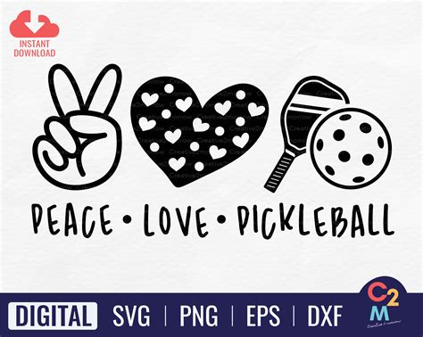 Peace Love Pickleball Svg Peace Love Quote Pickleball Etsy