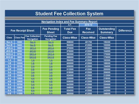 EXCEL Of Student Fee Collection System Xlsx WPS Free Templates