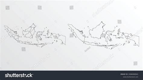 Indonesia Solid Black Outline Border Map Of Vector Image Images