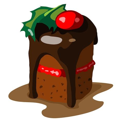 Premium Vector Chocolate Cake With Chocolate Ganache And Cherry