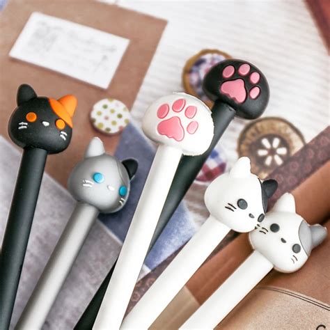 7 Pcs Kawaii Cat Pen Cute Claw Gel Pens 05mm Ballpoint Black Color