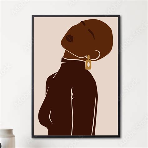 Abstract Black Girl Wall Art Print Empowering Black Woman Art Instant